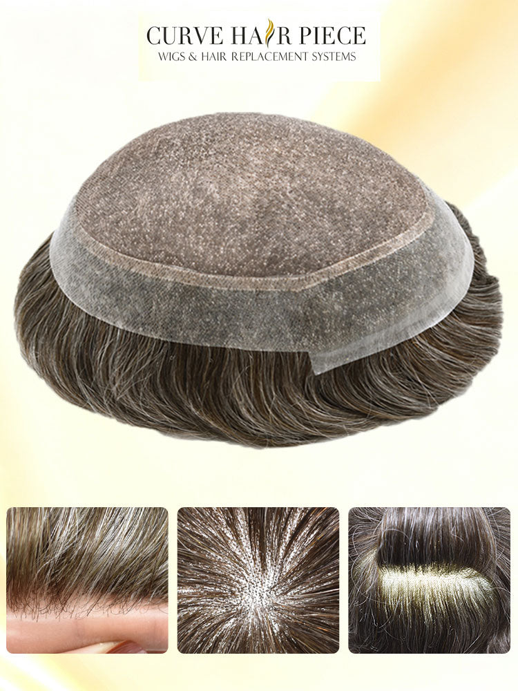 Fine Mono Mens Toupee Remy Virgin Human Hair Thin Skin Hair Replacement System Durable Monofilament Wig Hairpiece for Men