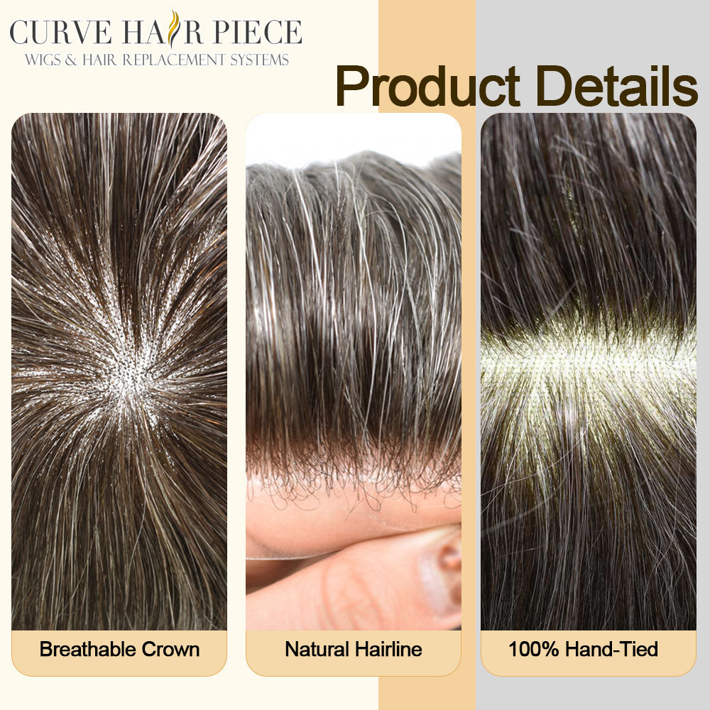 Fine Mono Mens Toupee Remy Virgin Human Hair Thin Skin Hair Replacement System Durable Monofilament Wig Hairpiece for Men
